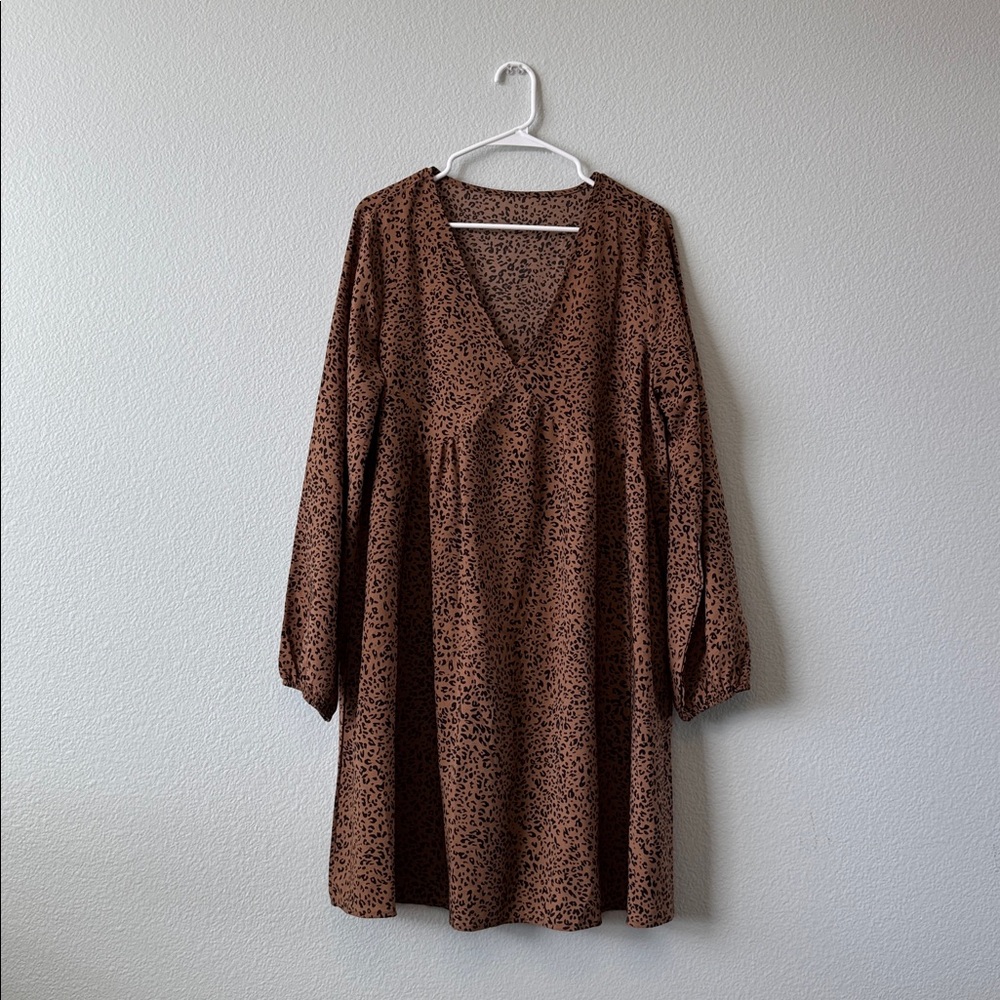 Brown Long Sleeve Dress